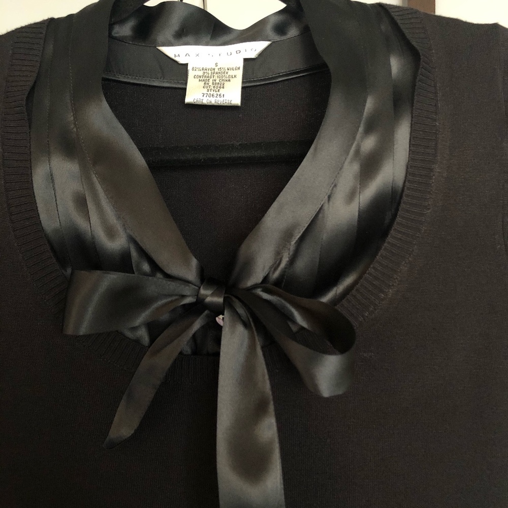 Max Studio Silk Trim Sweater Dress